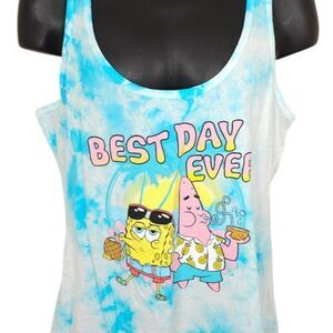 SpongeBob SquarePants Tank Top Mens Size Medium Blue Tie Dye Best Day Ever